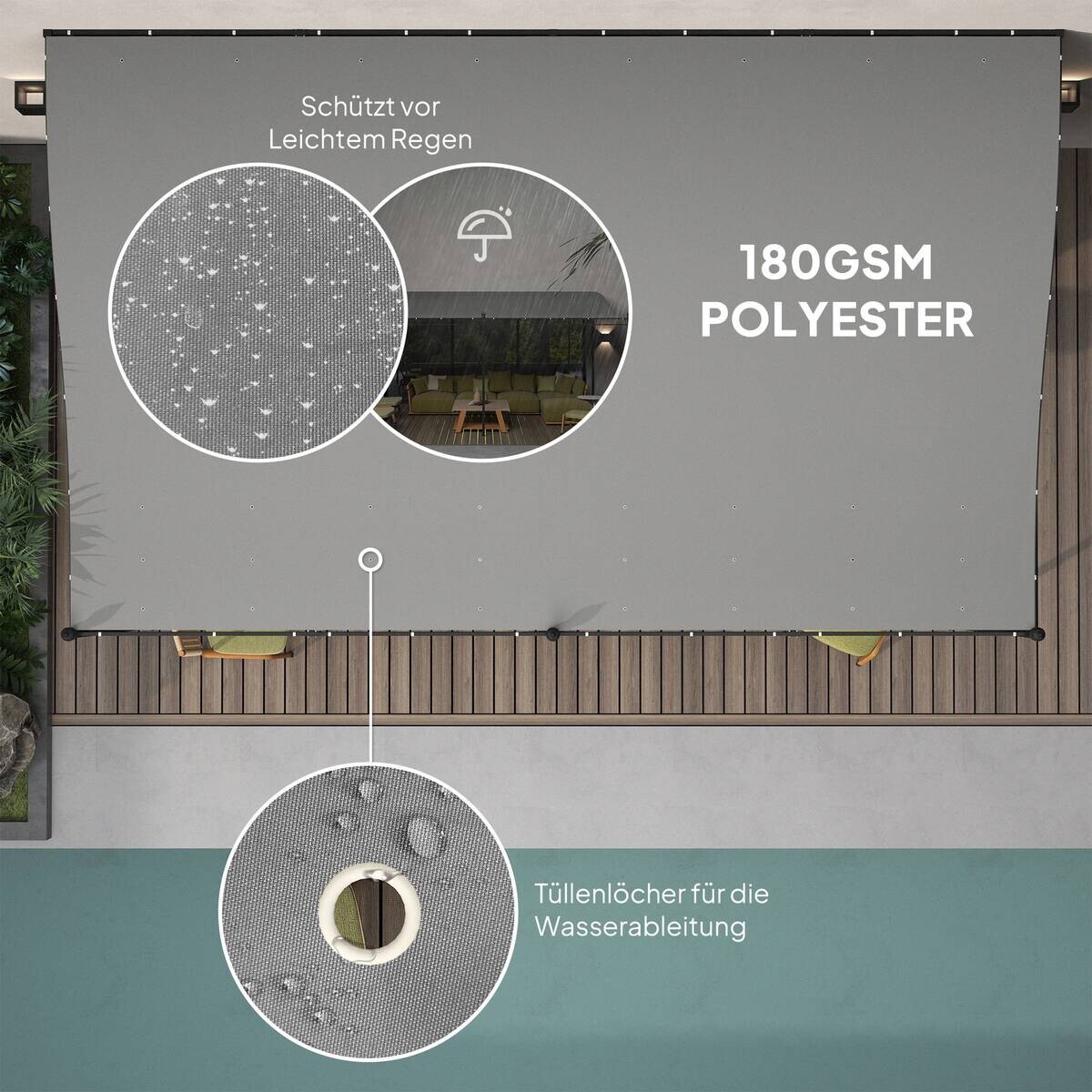 Outsunny Anbaupavillon dunkelgrau Polyester B/H/L: ca. 298x253x491 cm