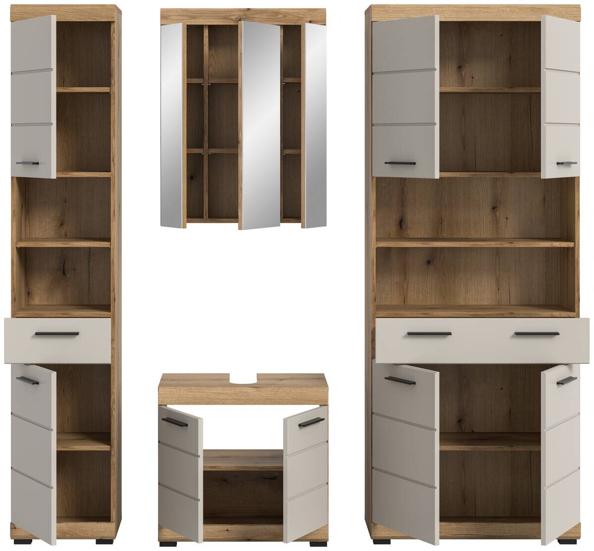Badezimmer-Set Scout Evoke Oak Nachbildung Kaschmirgrau Nachbildung B/H/T: ca. 201x191x34 cm