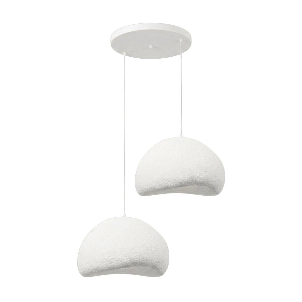 Opviq Pendelleuchte weiß Fiberglas Metall B/T/L: ca. 50x44x50 cm E27 2 Brennstellen