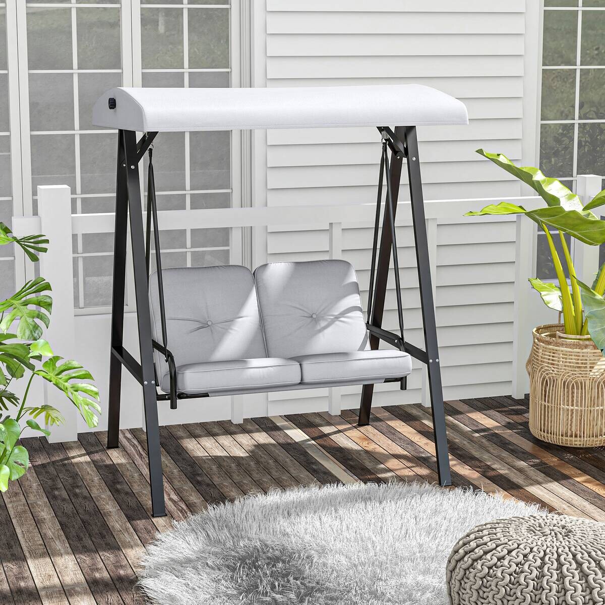 Outsunny Hollywoodschaukel grau Stahl B/H/L: ca. 116x172x145 cm
