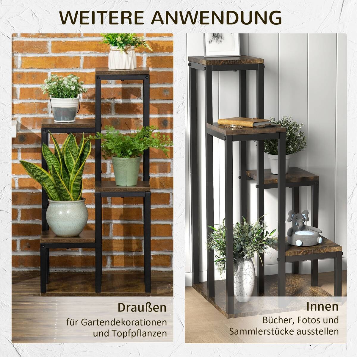 Outsunny Blumenständer braun MDF B/H/L: ca. 40x81x40 cm