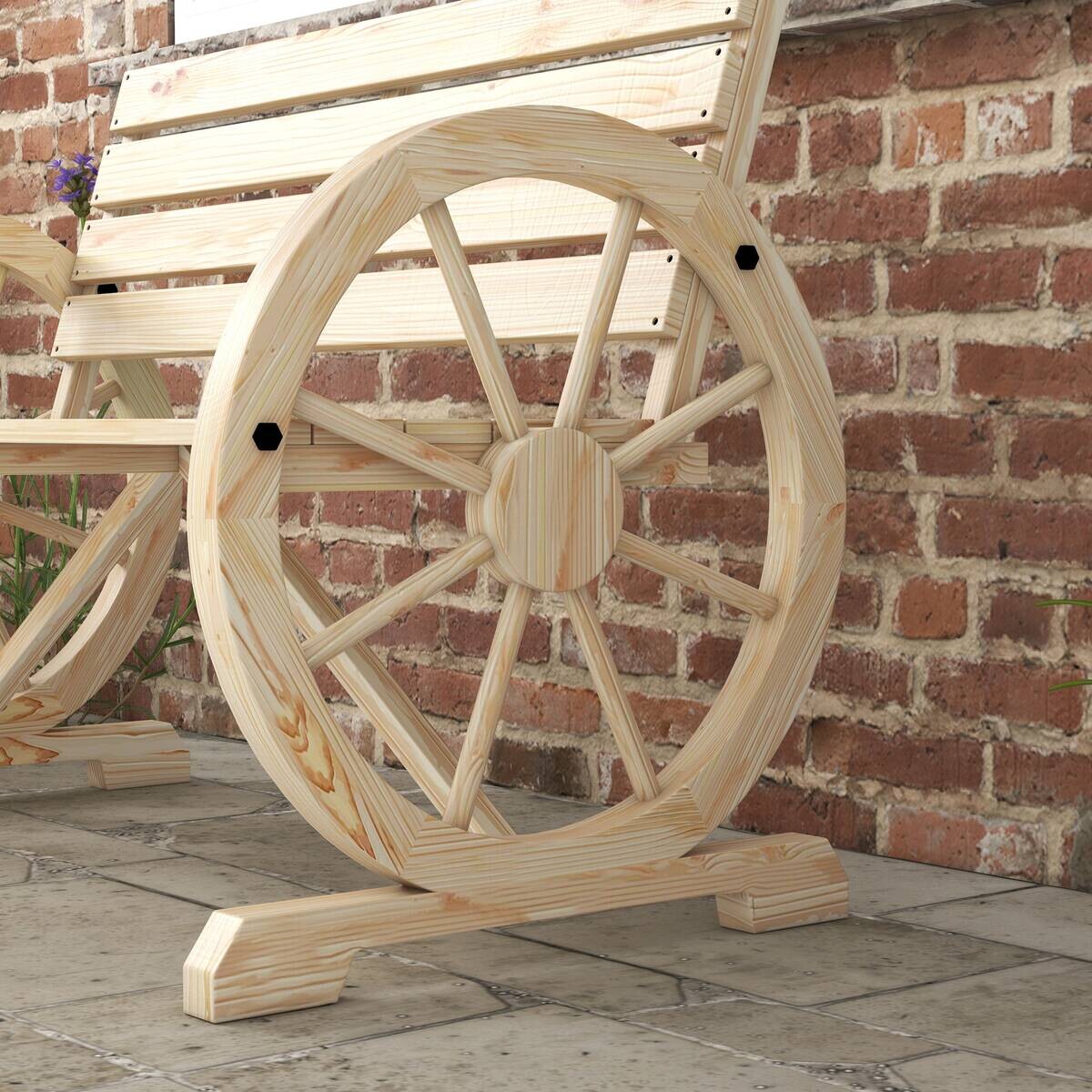 Outsunny Gartenbank natur Holz B/H/L: ca. 56x105,5x79 cm