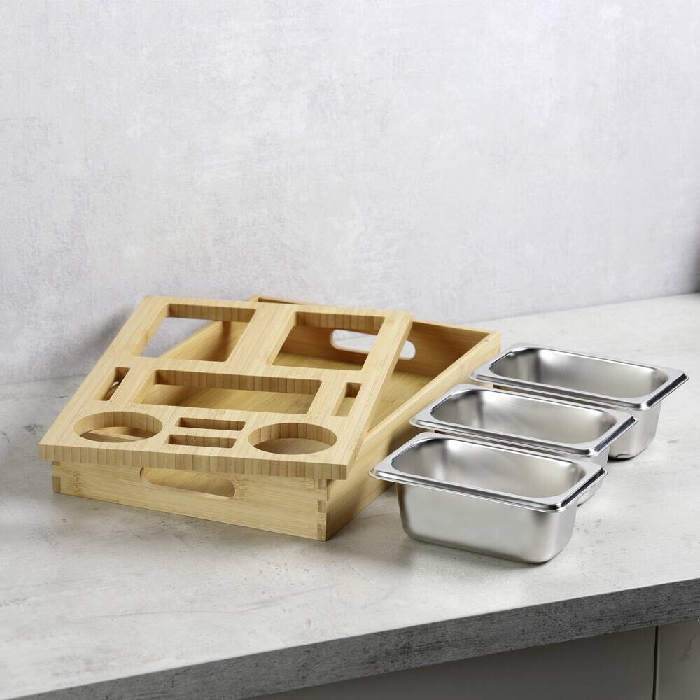 Haushaltshelfer silber Bambus B/H/L: ca. 26x7,5x39,8 cm