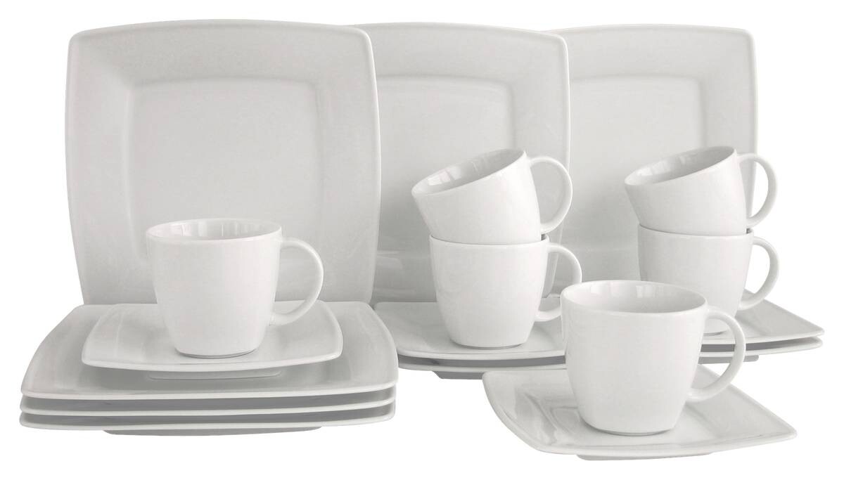 CreaTable Kaffeeservice Victoria weiß Porzellan 18 tlg