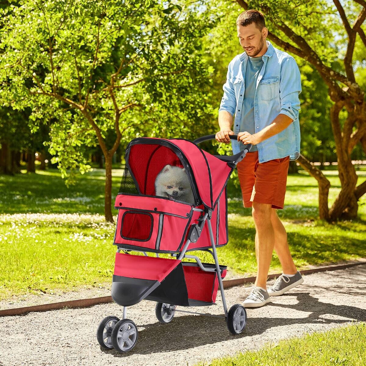 PawHut Hunde-Zubehör rot Polyester B/H/L: ca. 45x75x97 cm