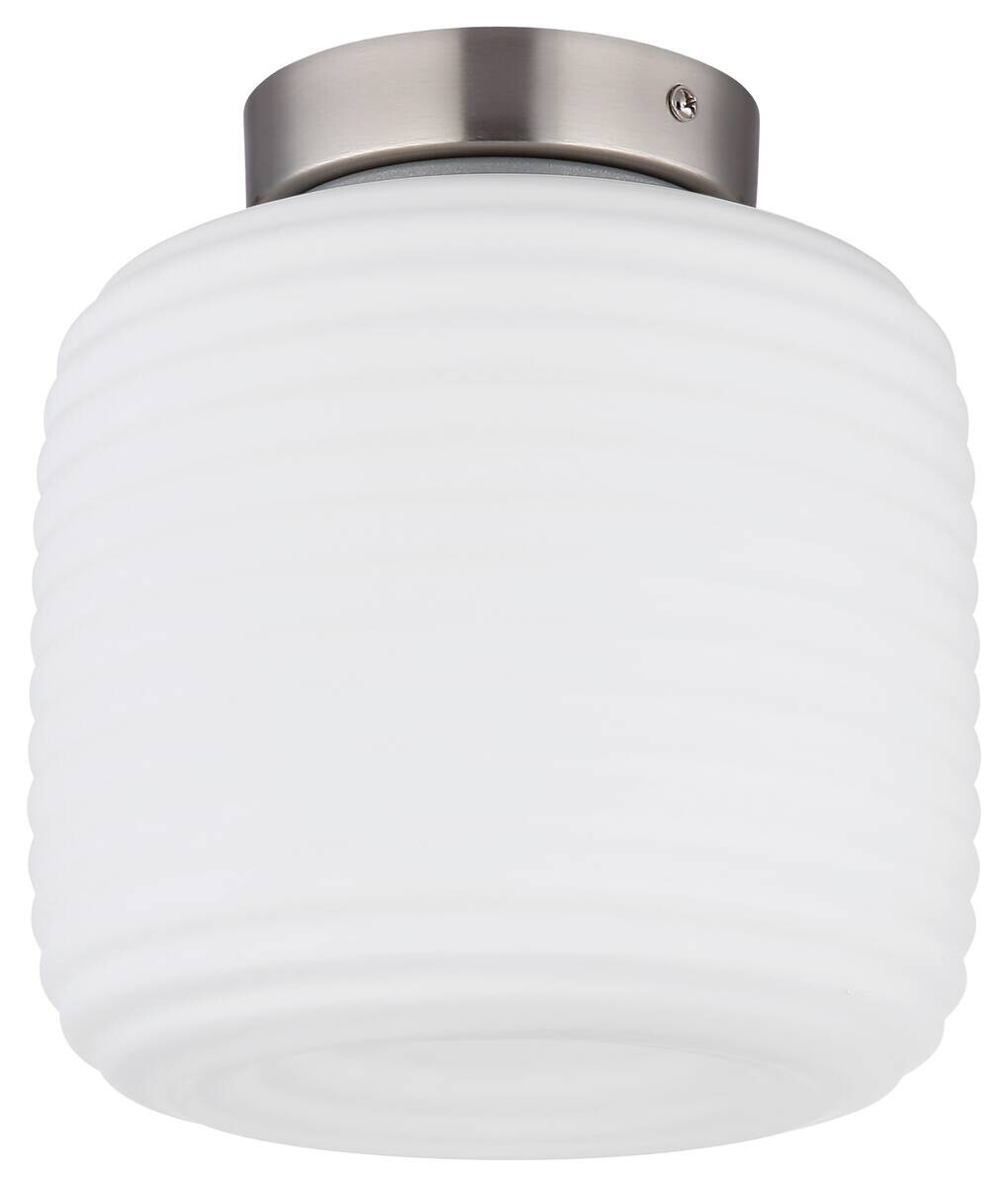 GLOBO Deckenleuchte nickel matt Opal Glas Metall H/D: ca. 21x20 cm 1 Brennstellen