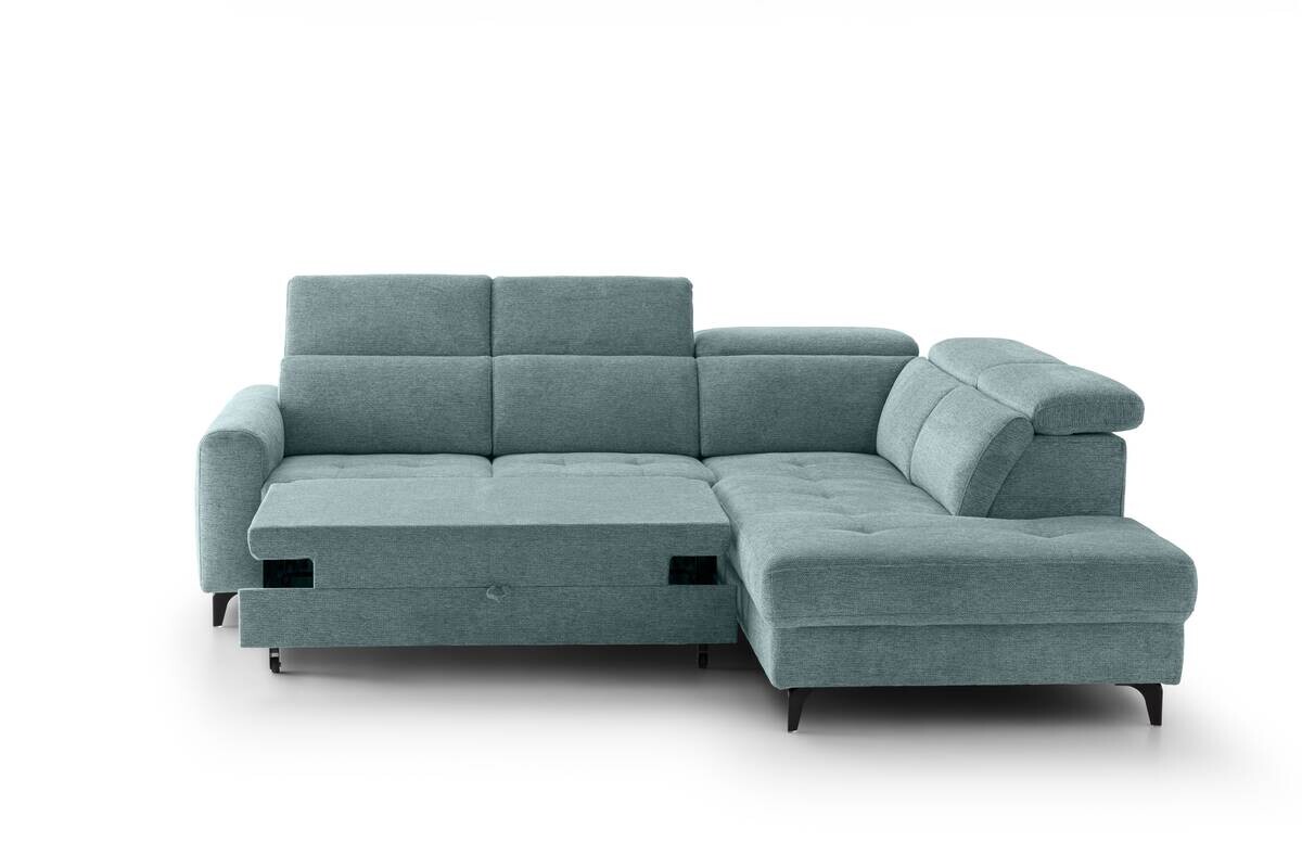 Ecksofa mit Bettfunktion hellblau Flachgewebe B/H/T: ca. 258x96x221 cm