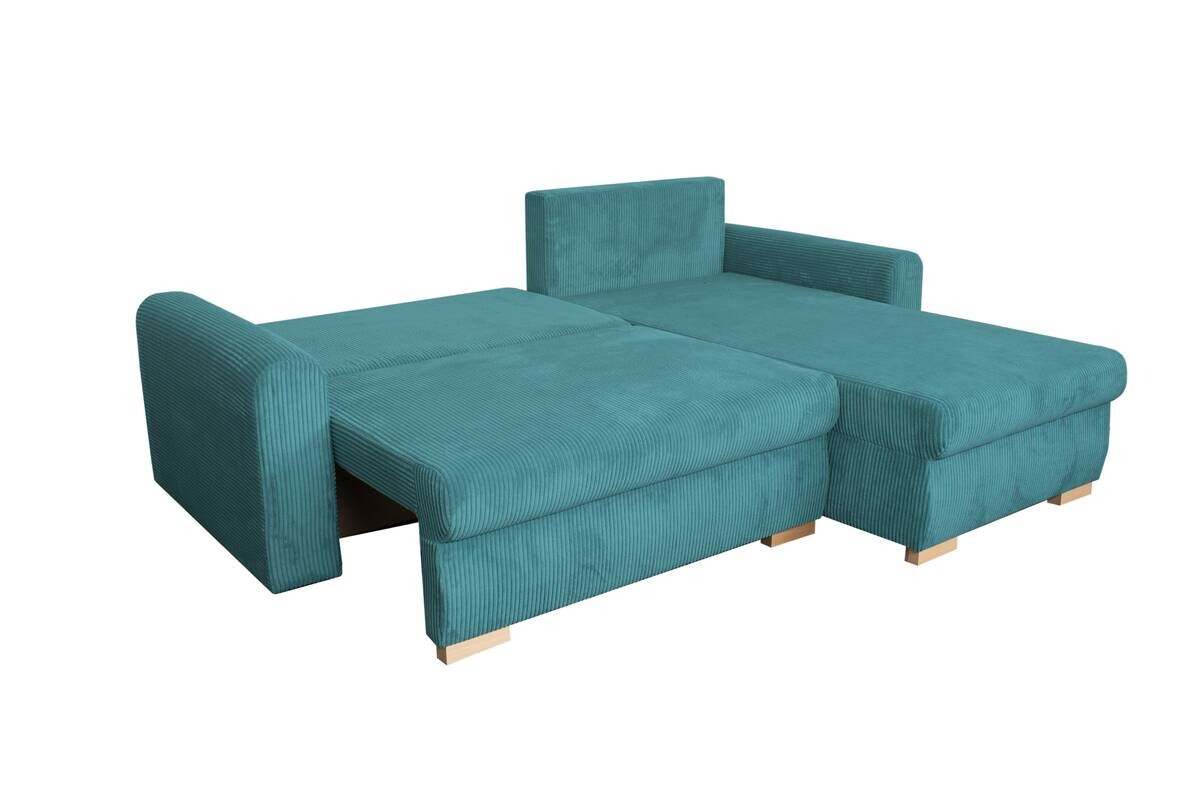 Ecksofa mit Bettfunktion und Bettkasten türkis Microfaser B/H/T: ca. 224,5x90x168 cm