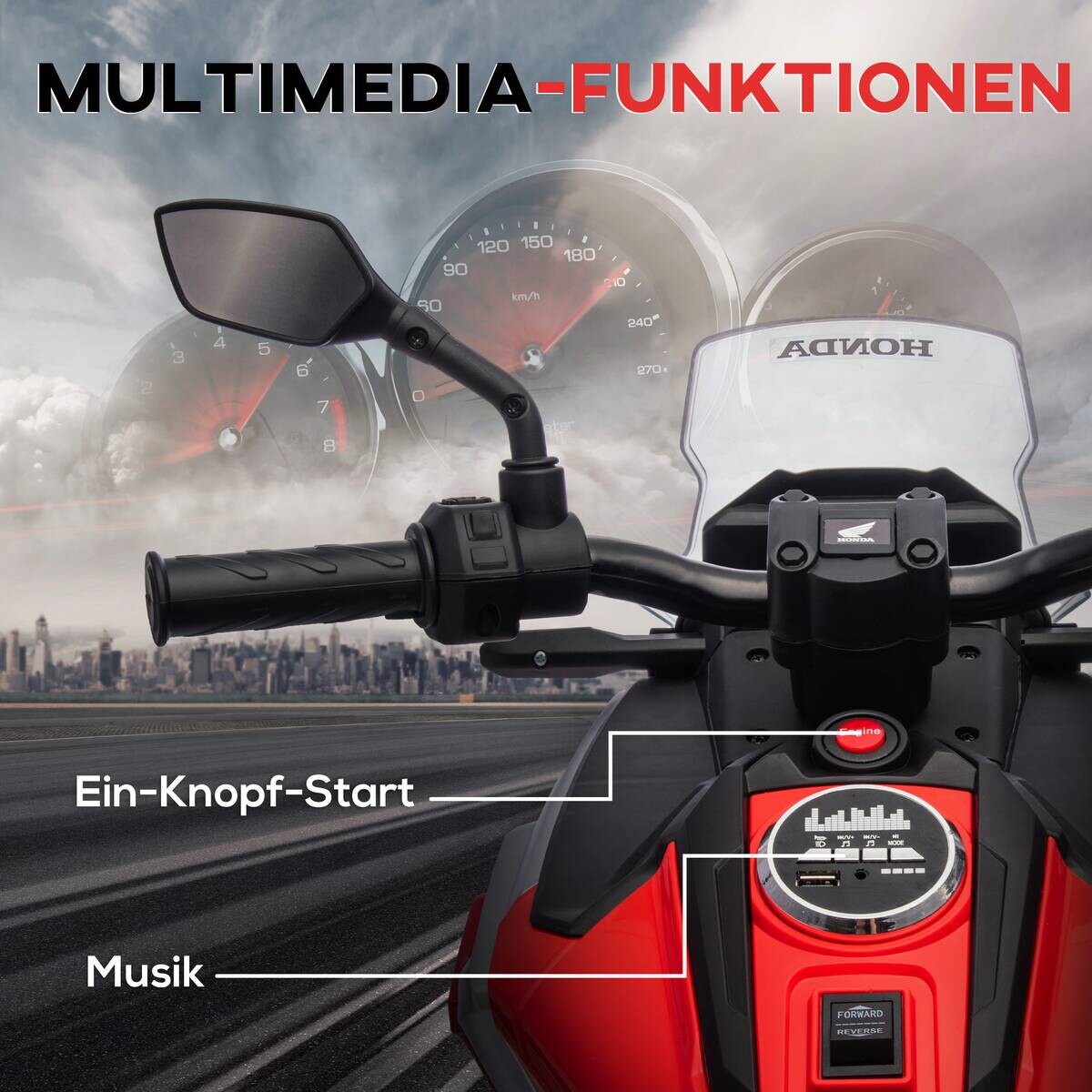 AIYAPLAY Kinder-Elektromotorrad rot B/H/L: ca. 46x75x107 cm