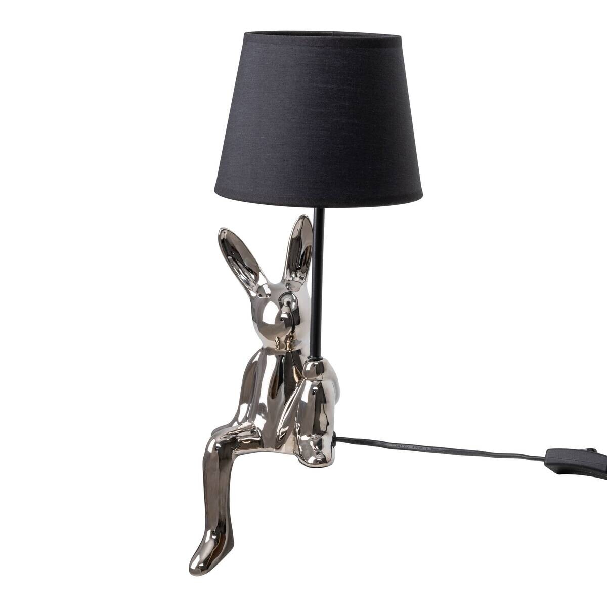 Näve Leuchten Tischleuchte silber Keramik B/H/T/D: ca. 18x45x18x18 cm E14 1 Brennstellen