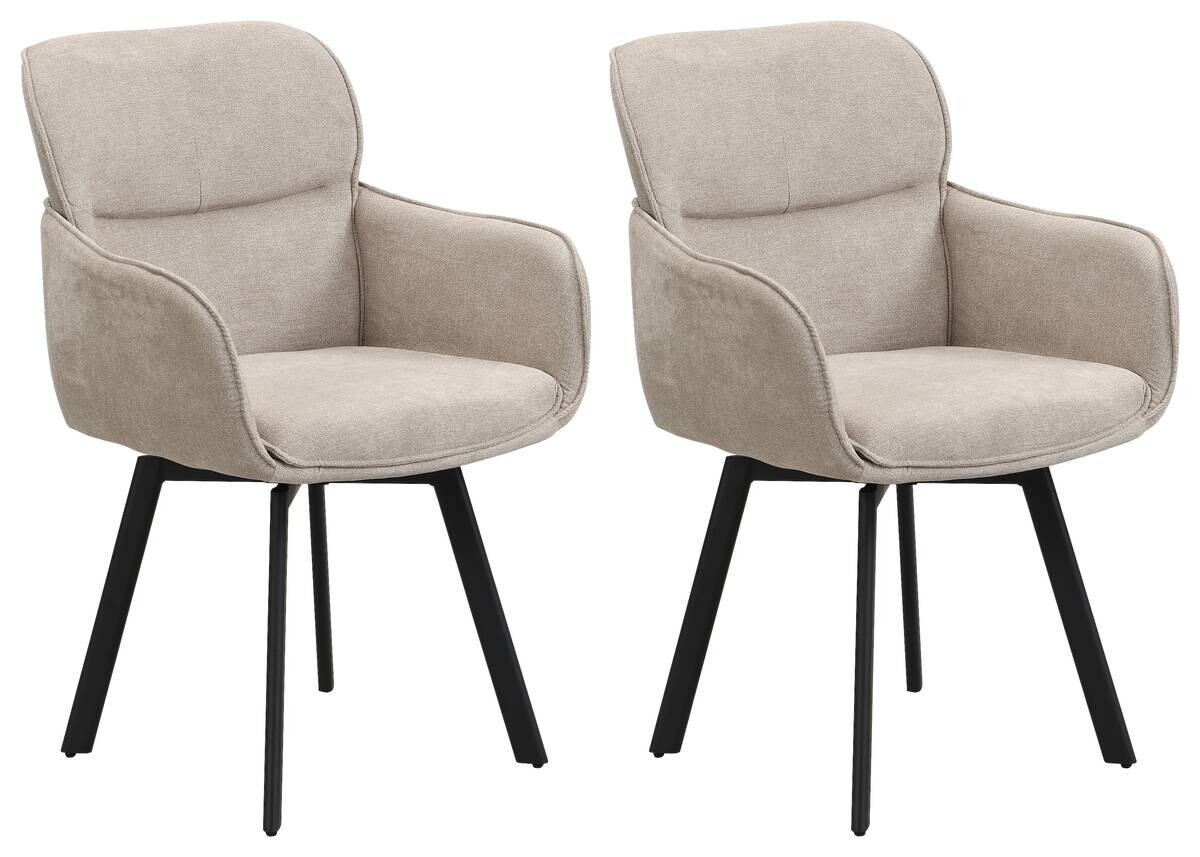 Stuhl RICO, 2er-Set schwarz taupe Metall Stoff B/H/T: ca. 61x90x63 cm