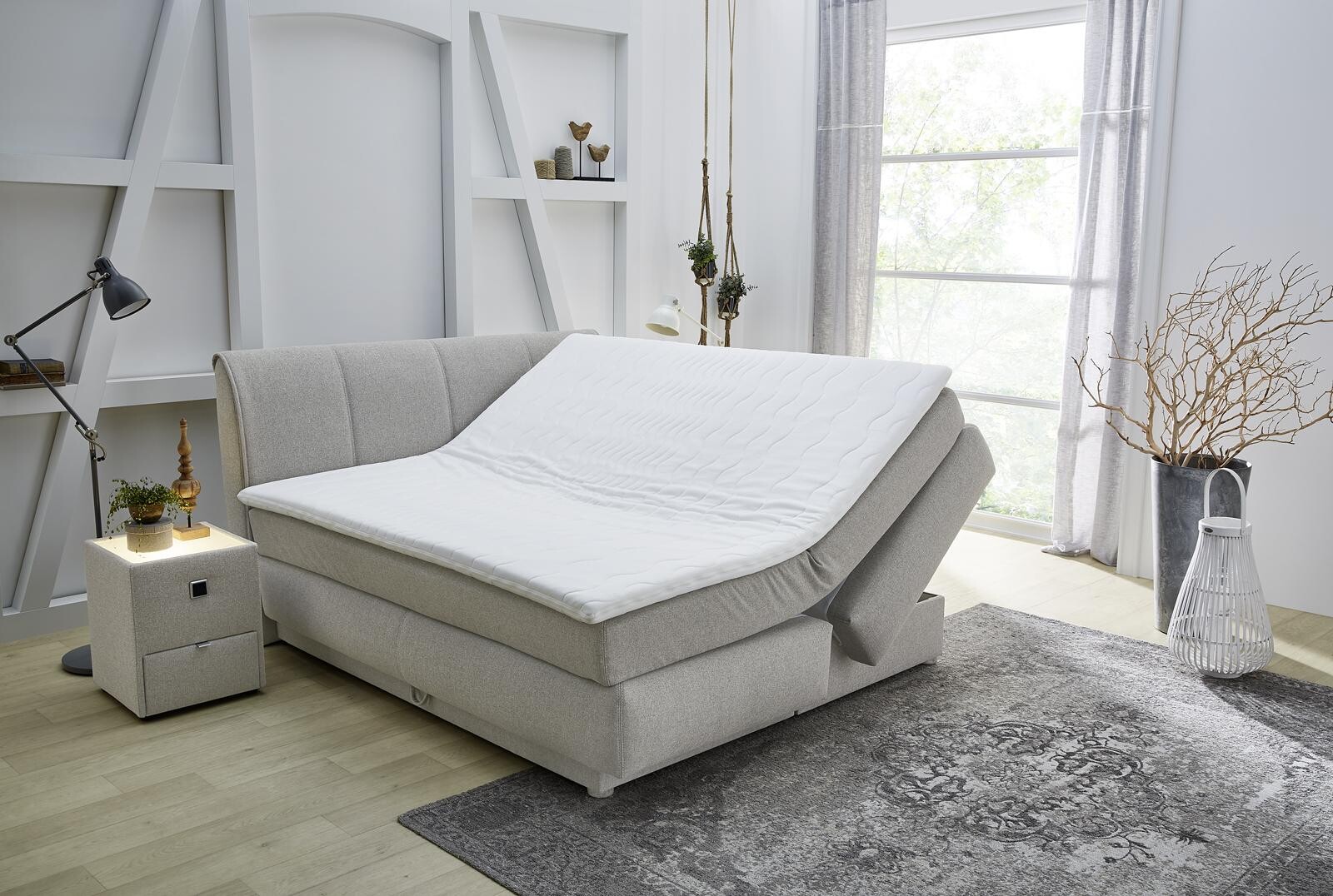 Boxspringbett beige Liegefläche B/L: ca. 180x200 cm