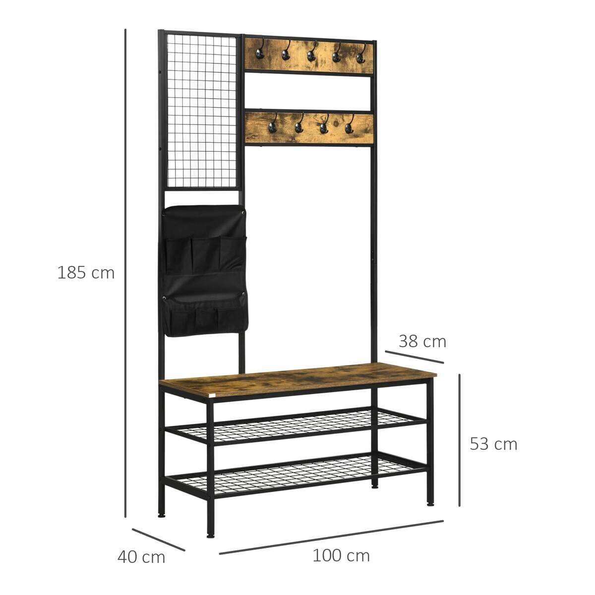 HOMCOM Garderobe braun Spanplatte B/H/L: ca. 40x100x185 cm