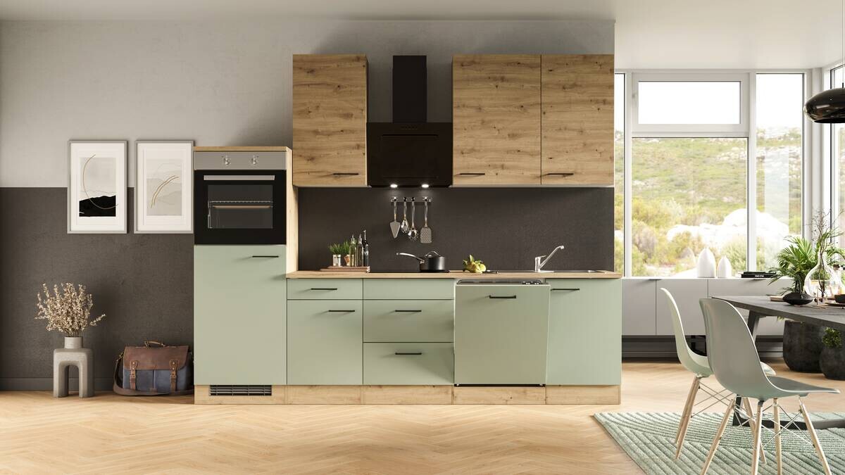 Küchenblock Cara grün matt B/H/T: ca. 280x234x60 cm