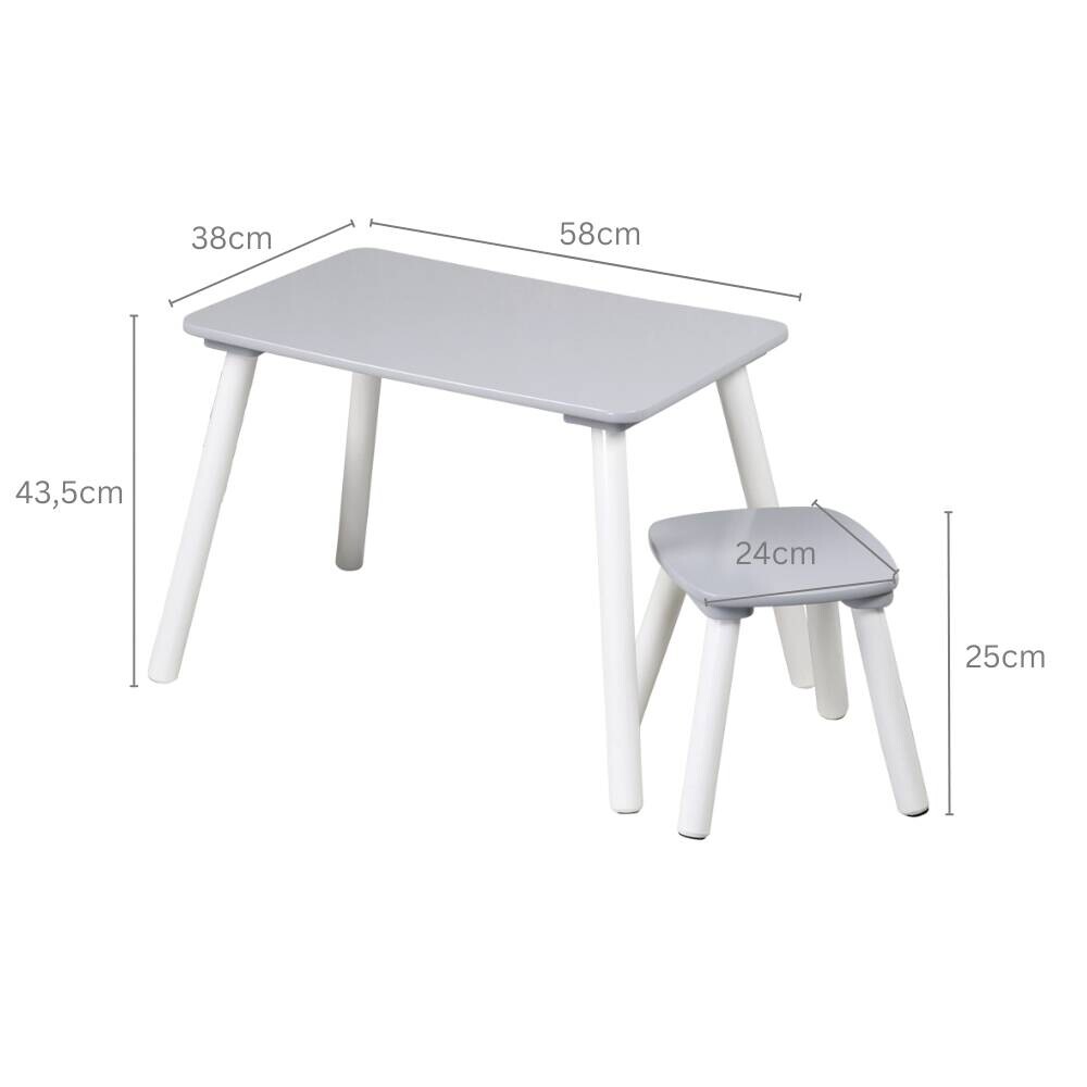 Kindertisch grau Holz B/H/L: ca. 38x43,5x58 cm