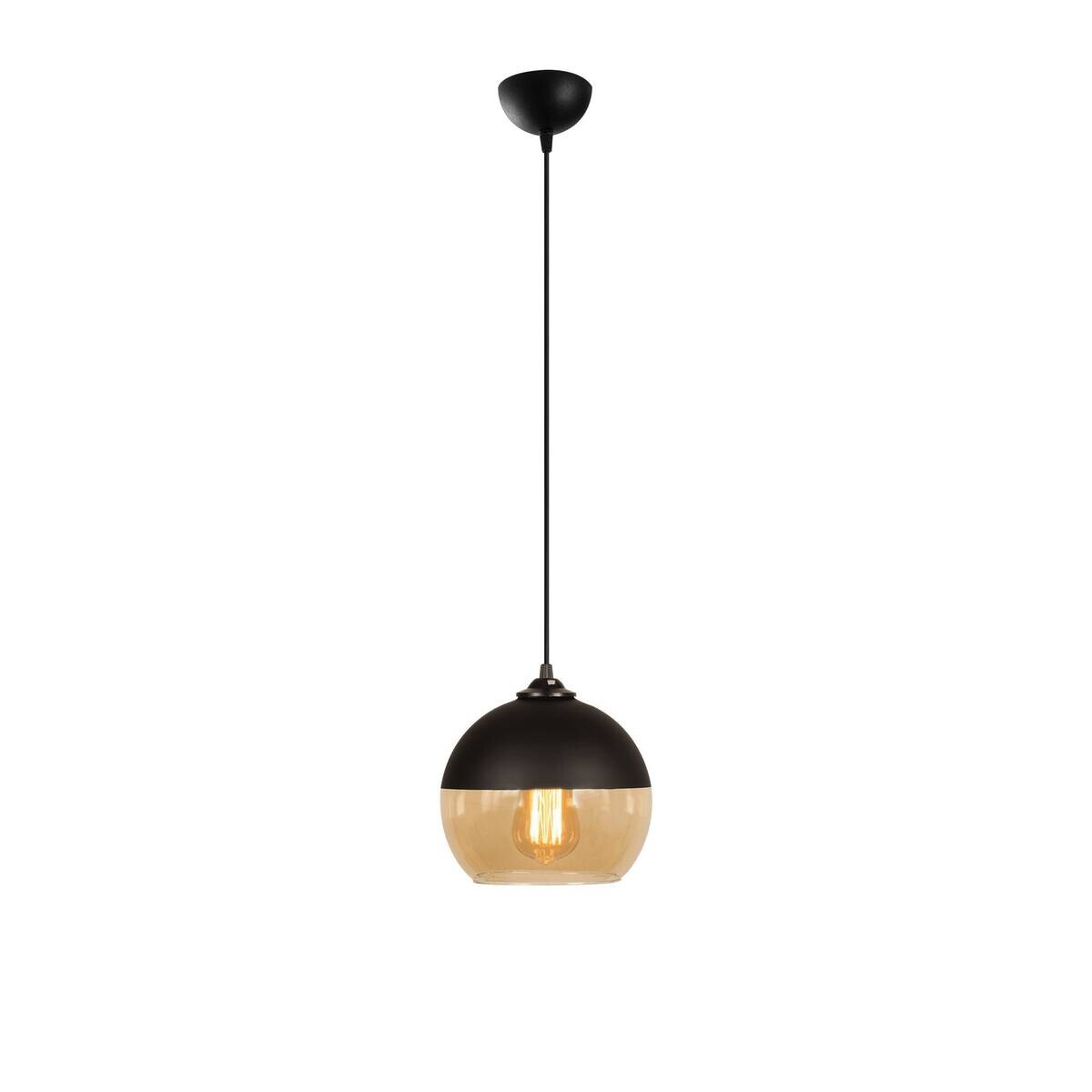 Opviq Pendelleuchte Camini honig schwarz Metall B/H/T/L/D: ca. 20x116x20x20x20 cm E27 1 Brennstellen