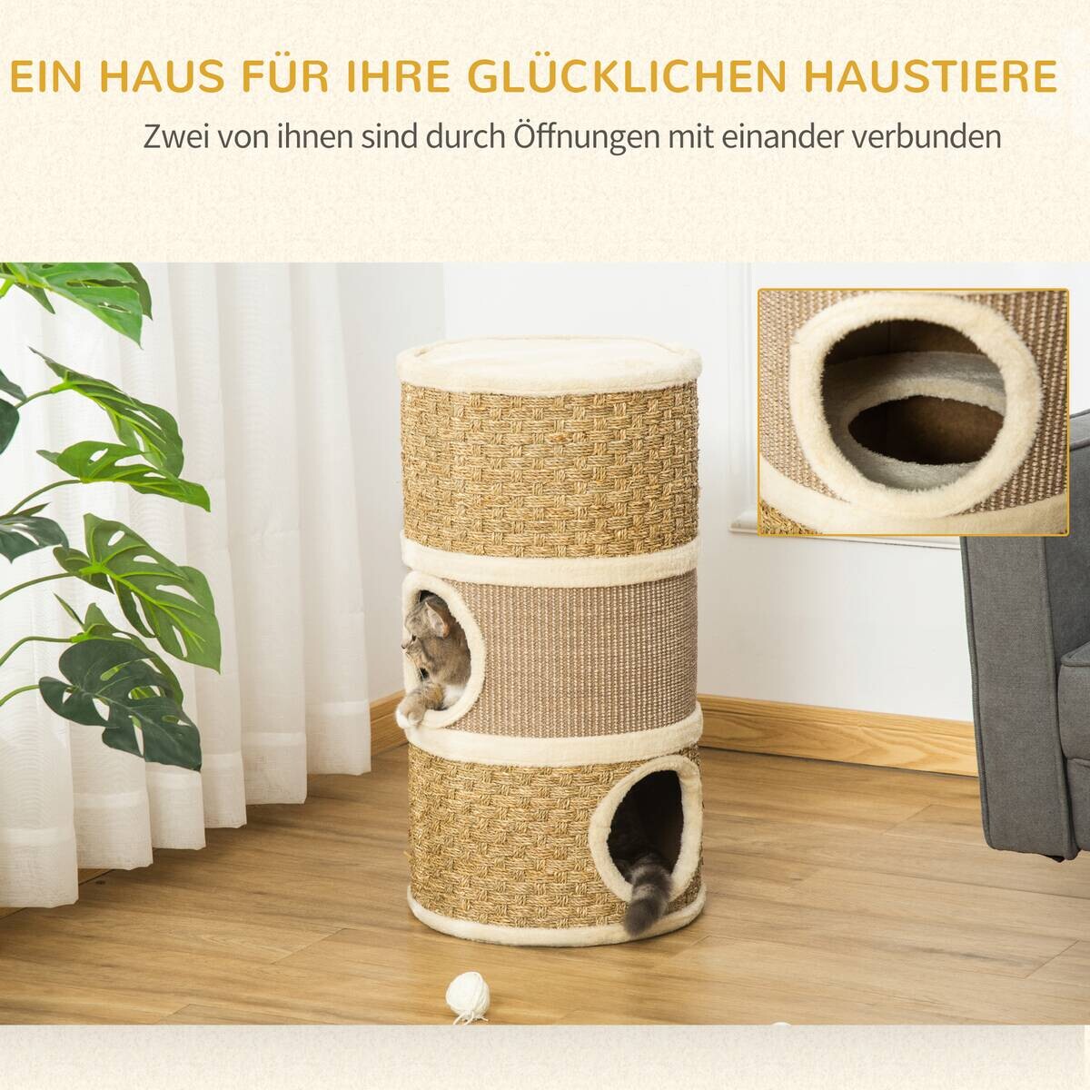 PawHut Tier-Zubehör braun Edelstahl B/H/L: ca. 37,5x37,5x70 cm