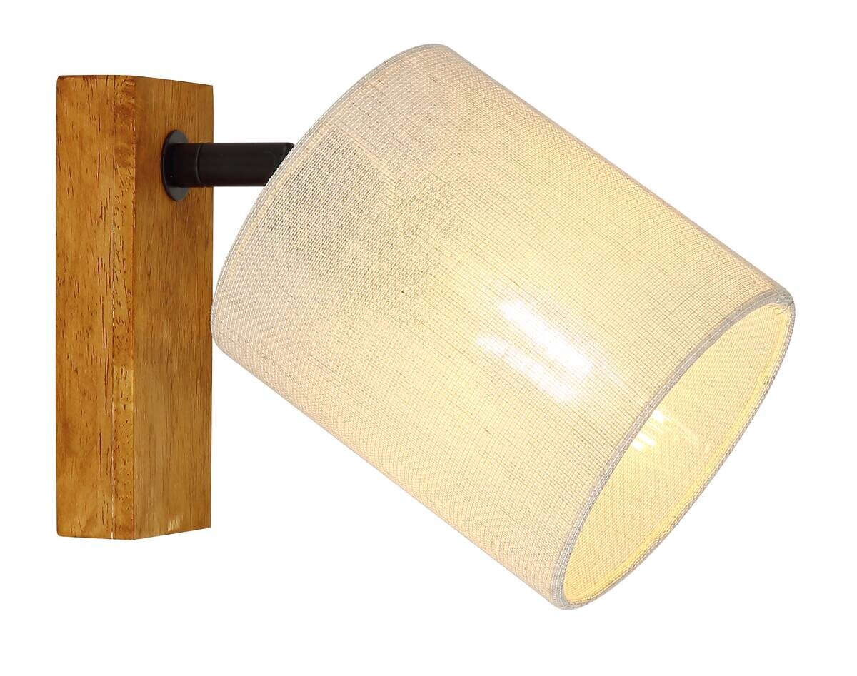 GLOBO Spot JULE braun Leinen Holz B/H: ca. 13x18,5 cm E27 1 Brennstellen