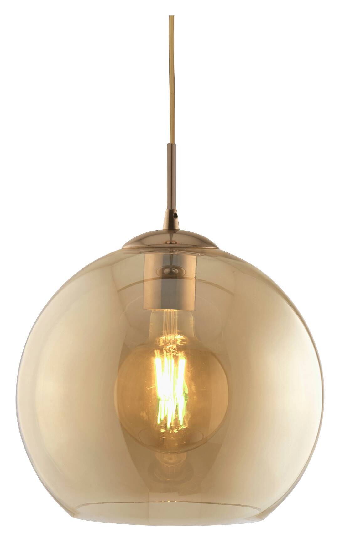 Searchlight Pendelleuchte Balls messing Glas Stahl B/H/D: ca. 30x120x30 cm E27 1 Brennstellen