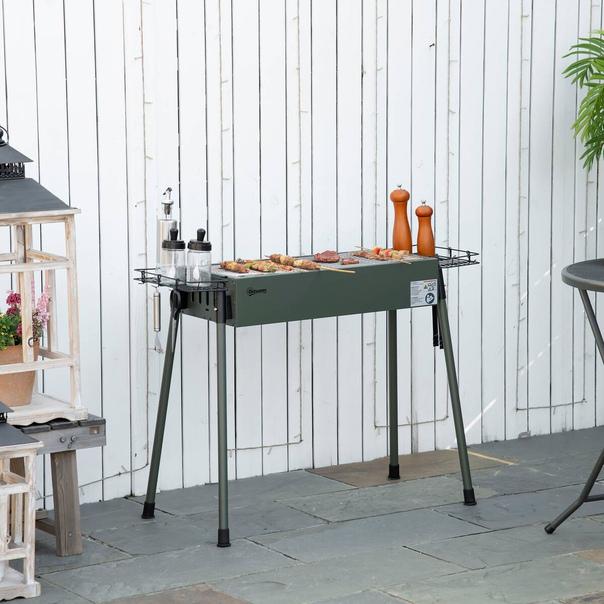 Outsunny Holzkohlegrill Stahl B/H/L: ca. 30x70x77 cm