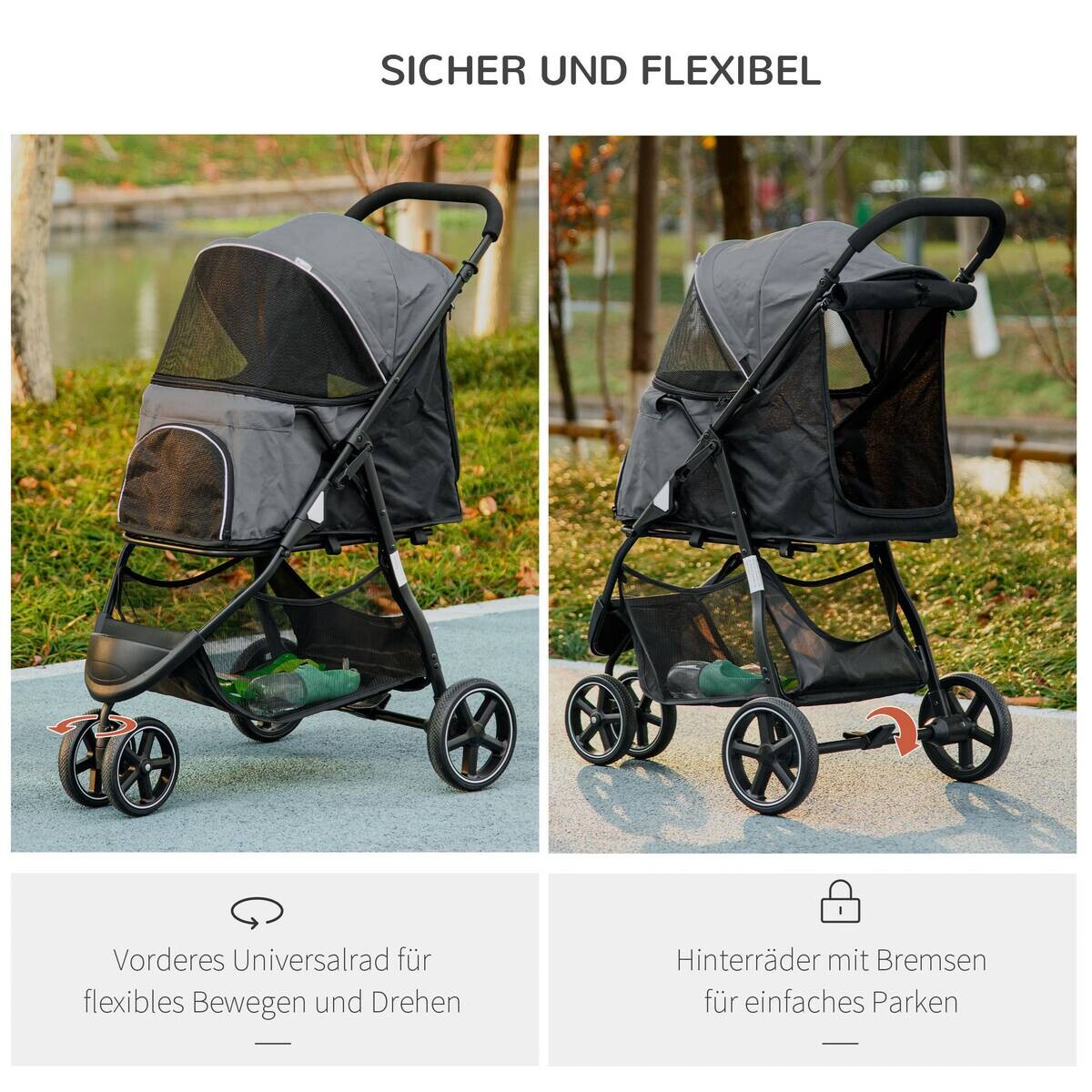 PawHut Hunde-Zubehör grau Polyester B/H/L: ca. 55x83x101 cm