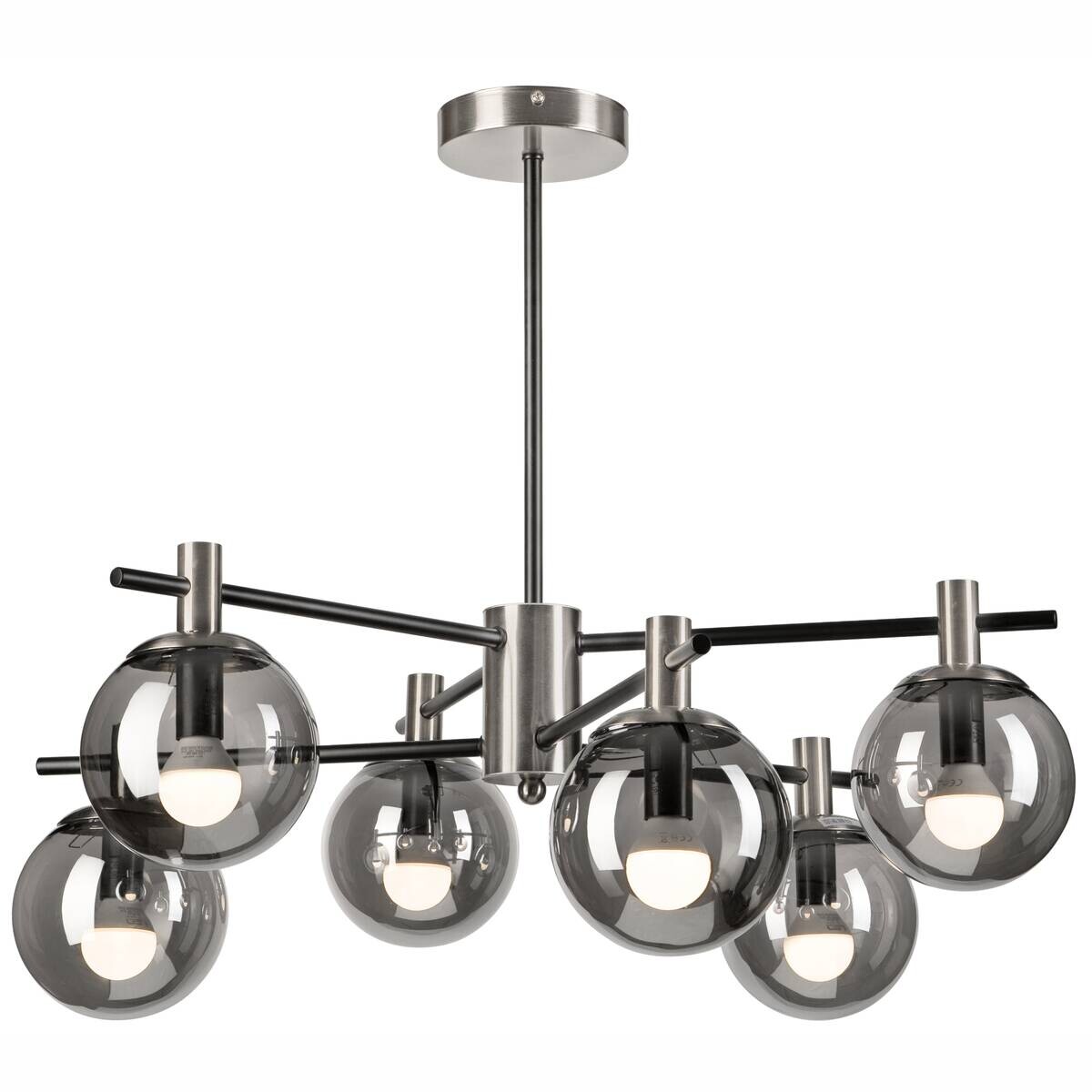 Lamkur Deckenleuchte Lilou Chrom Glas Stahl B/H/L: ca. 54x53x54 cm E14 6 Brennstellen