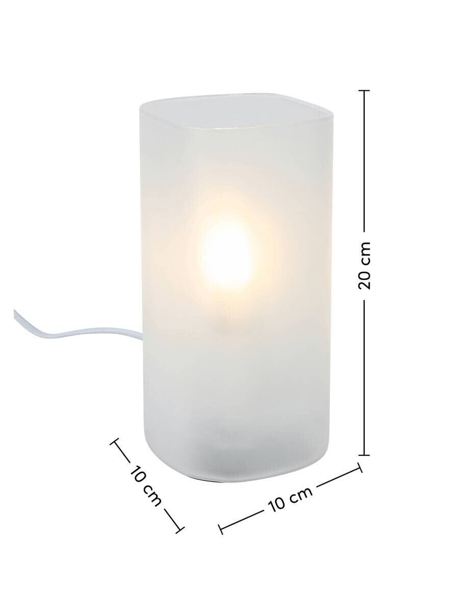 Nolo Tischleuchte Paige weiß Glas B/H/L: ca. 9,5x20x9,5 cm E27 1 Brennstellen