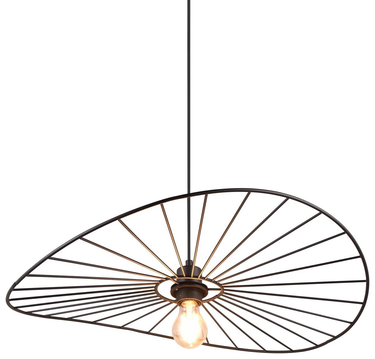 Reality Pendelleuchte R31451032 Chapeau schwarz Metall H/D: ca. 150x60 cm E27 1 Brennstellen