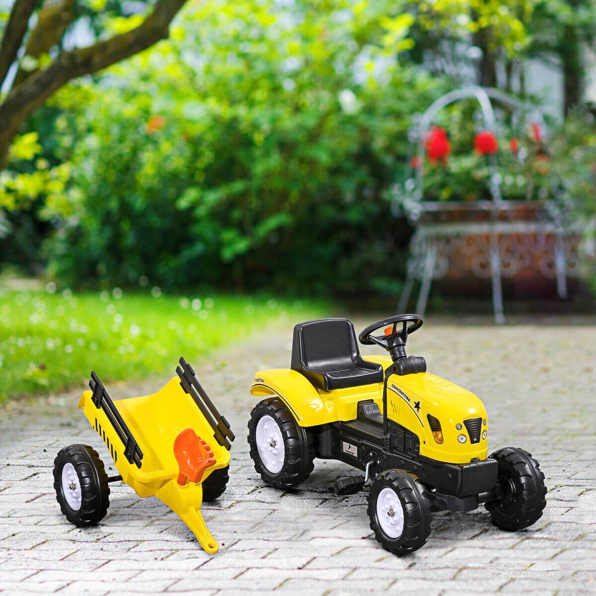 HOMCOM Kinder-Fahrzeug gelb B/H/L: ca. 42x133x51 cm