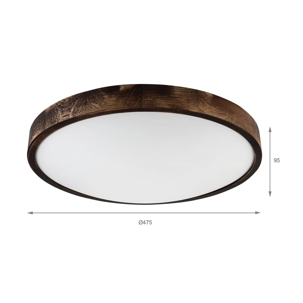 Lamkur Deckenleuchte Eiche Holz Glas B/H/L: ca. 48,5x12x48,5 cm