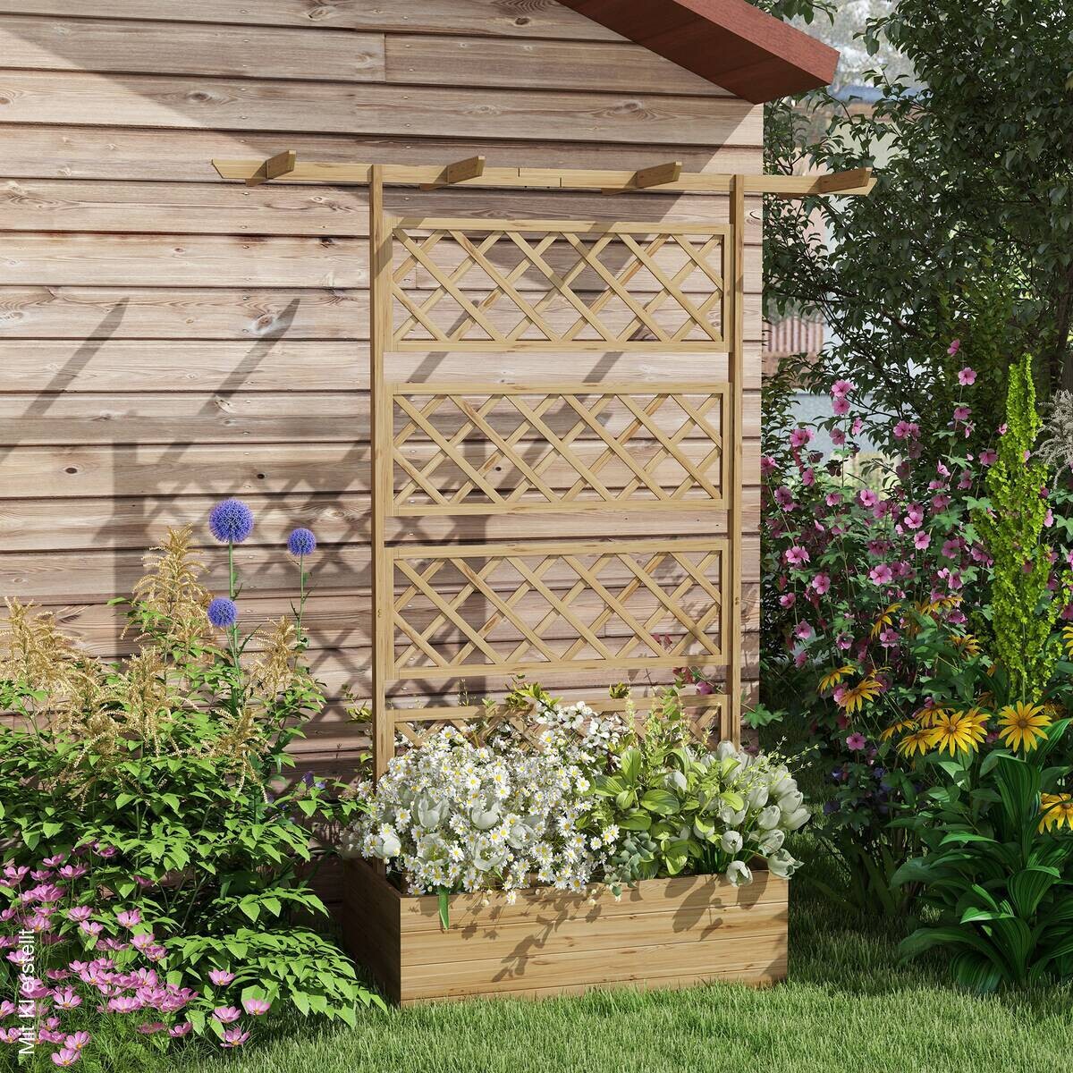 Outsunny Hochbeet natur Holz B/H/L: ca. 55x183x160 cm