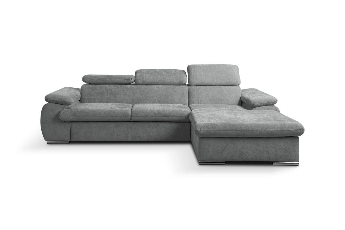 Ecksofa mit Bettfunktion und Bettkasten hellgrau Polyester B/H/T: ca. 284x102x196 cm