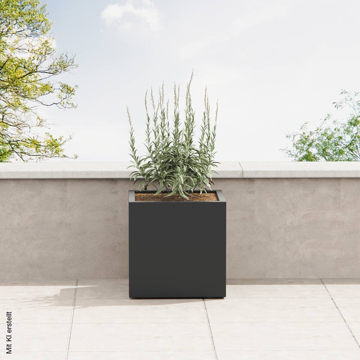 Herstera Garden Pflanzkübel Cube anthrazit Metall B/H/L: ca. 60x60x60 cm