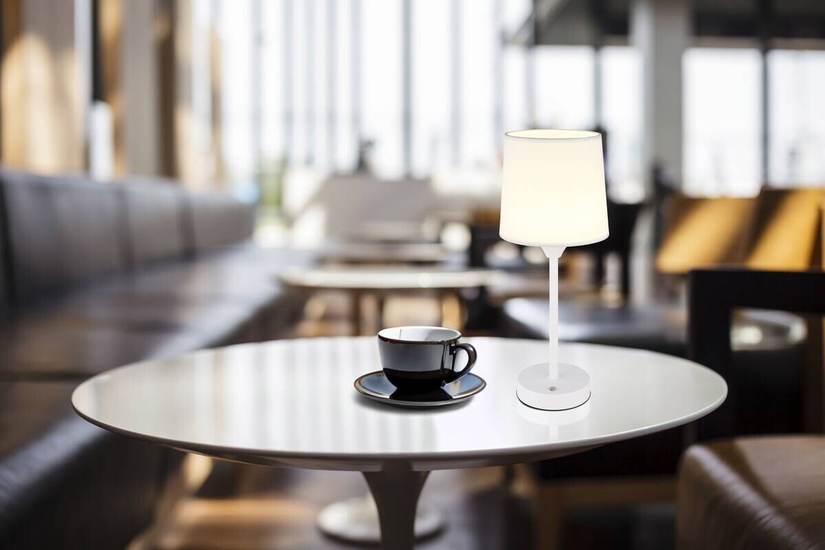 GLOBO LED-Tischleuchte weiß Metall Kunststoff H/D: ca. 35x14 cm