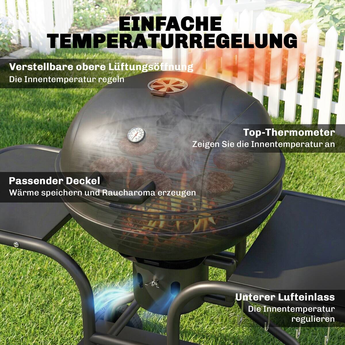 Outsunny Grill Metall B/H/L: ca. 63,5x106,5x129 cm