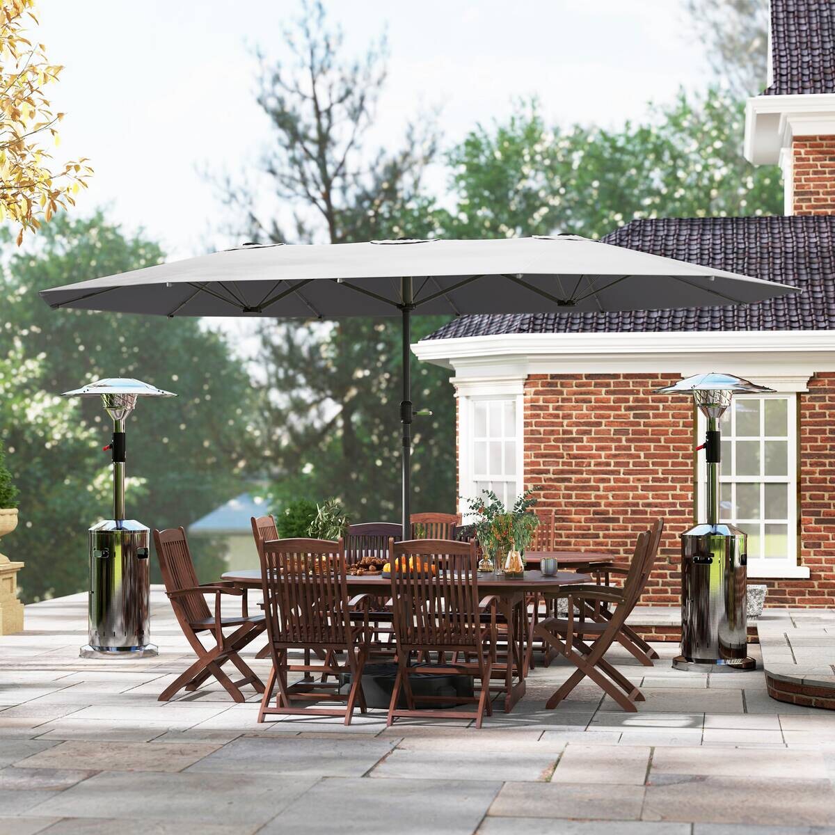 Outsunny Doppelsonnenschirm dunkelgrau Stahl B/H/L: ca. 260x240x436 cm