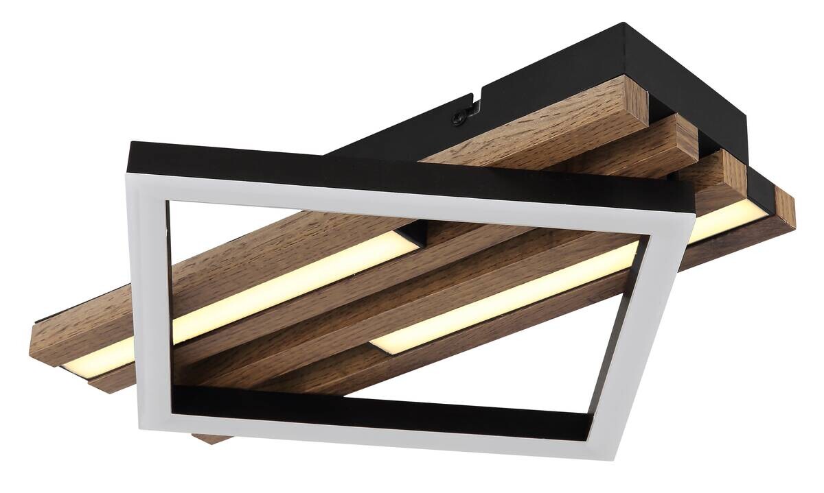 GLOBO LED-Deckenleuchte OBRIEN 67344D mattschwarz Opal Metall MDF Kunststoff B/H/L: ca. 33x7,5x31 cm 1 Brennstellen
