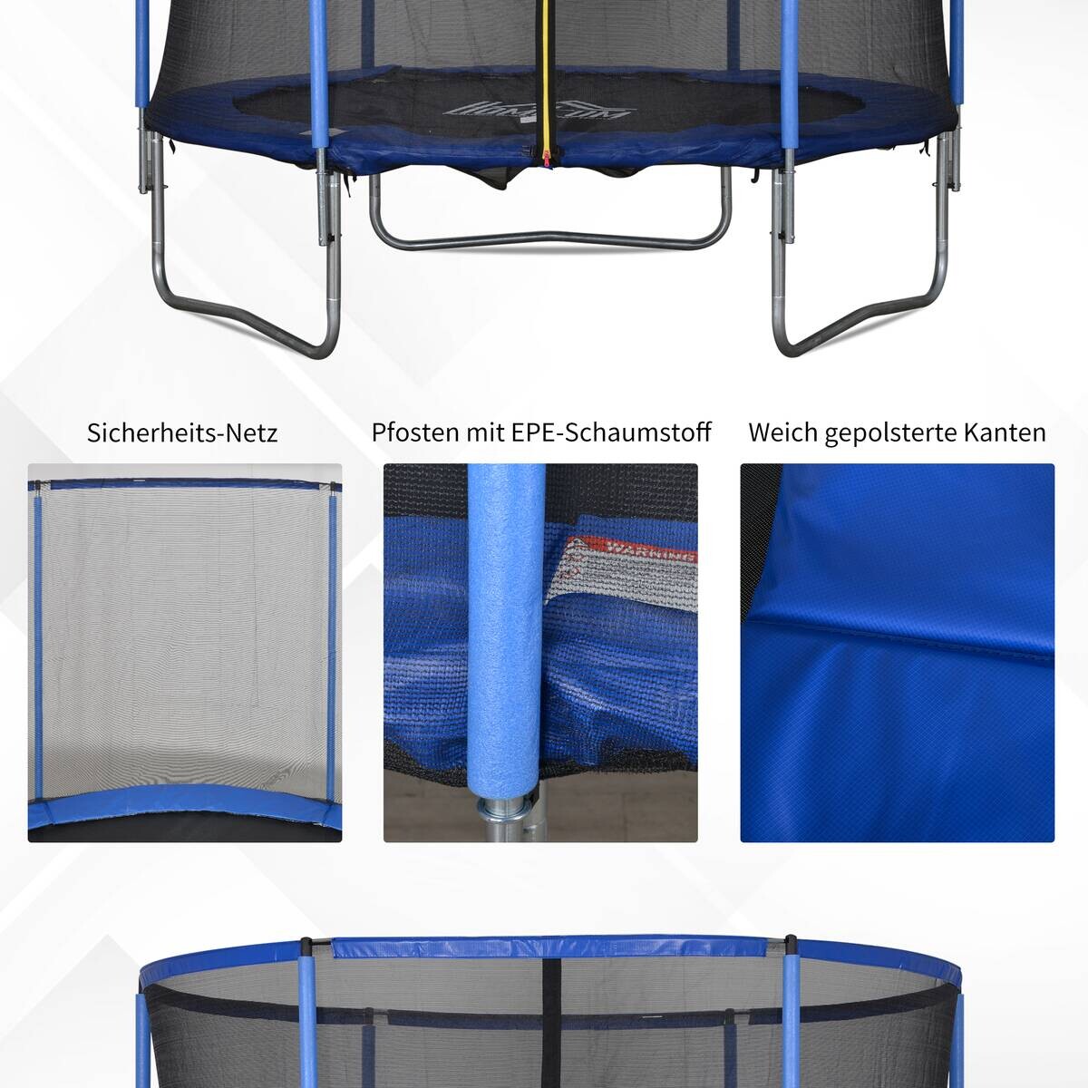 HOMCOM Trampolin blau B/H/L: ca. 244x244x240 cm