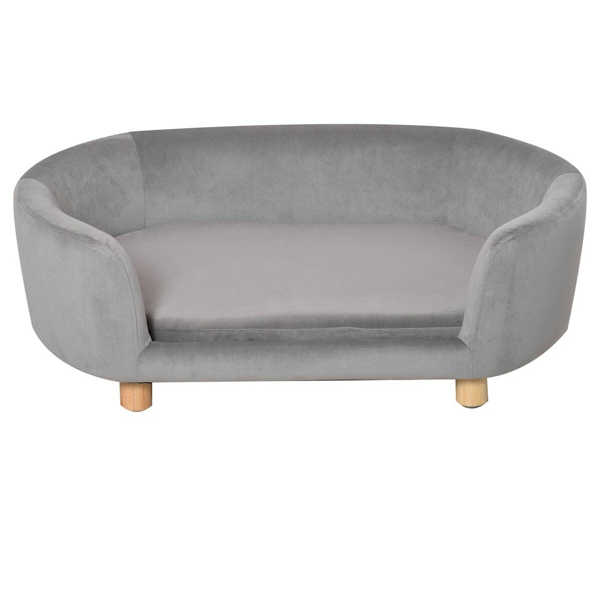 PawHut Haustiersofa hellgrau Birkenholz B/H/L: ca. 55x33x86 cm