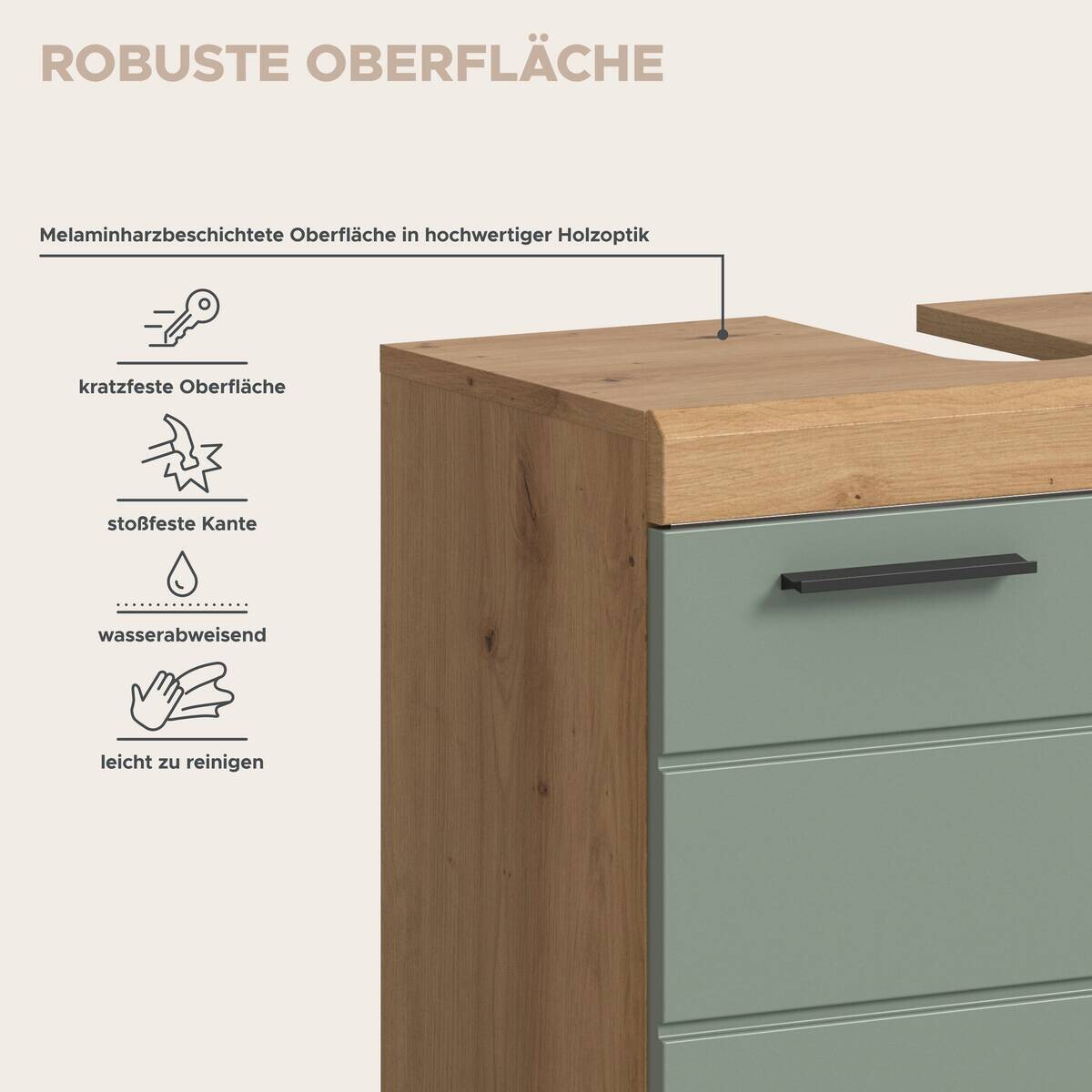 Badezimmer-Set Scout Eiche Artisan Nachbildung salbei Nachbildung B/H/T: ca. 149x34x191 cm