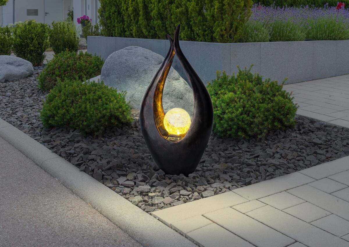 LED-Solarleuchte bronze Kunststoff B/H/T: ca. 13x50x26,5 cm
