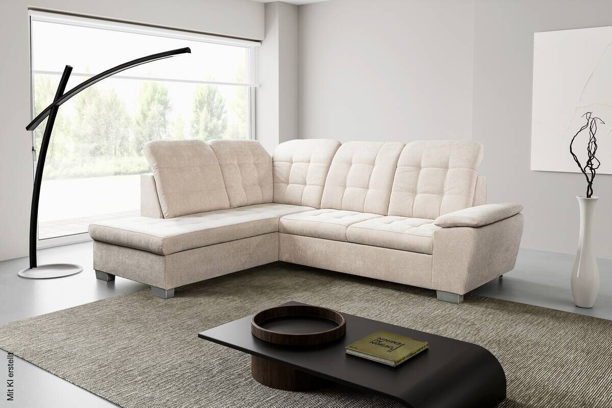 Ecksofa mit Bettfunktion und Bettkasten pearl Microfaser B/H/T: ca. 260x107x214 cm