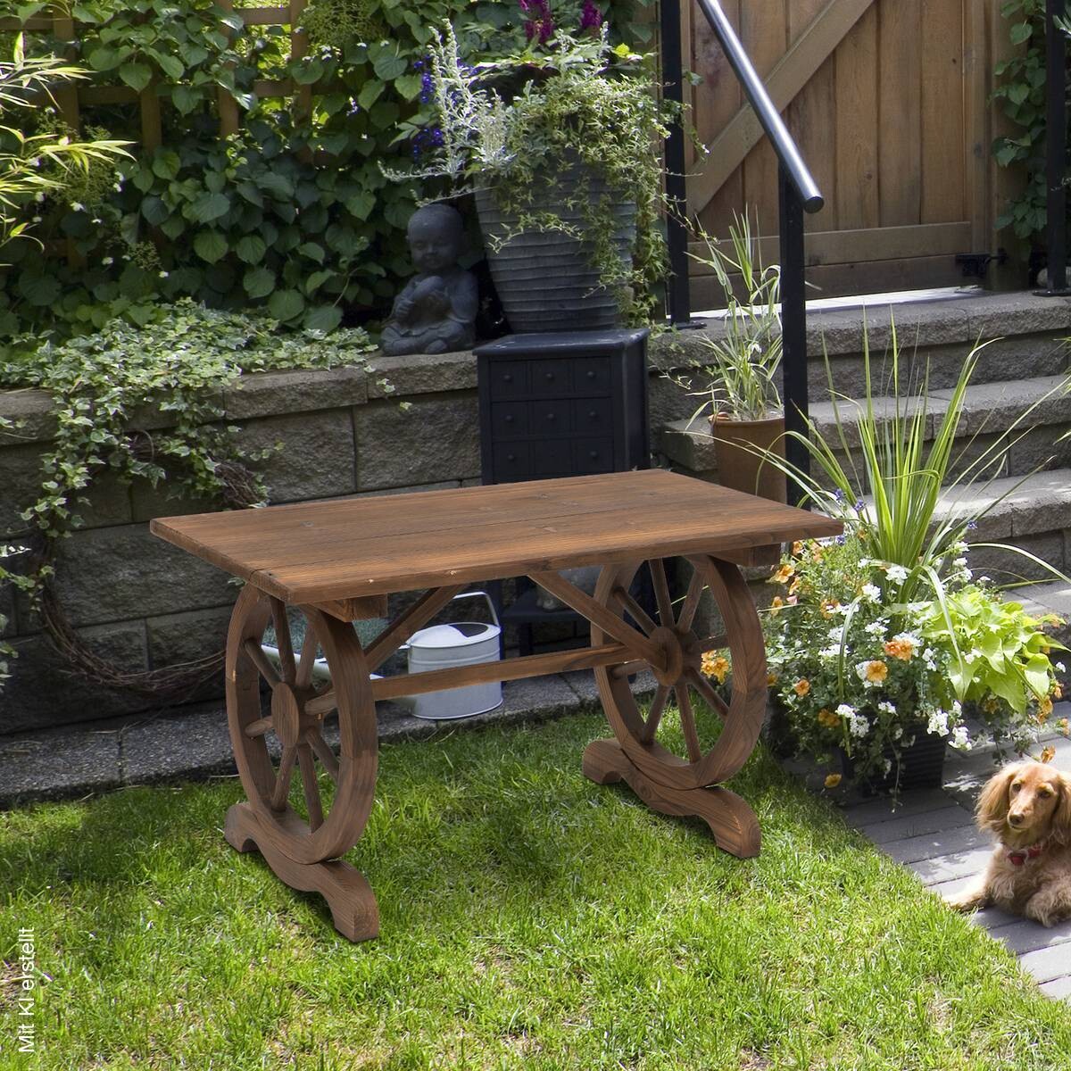 Outsunny Gartentisch natur Holz B/H/L: ca. 60x65x115 cm