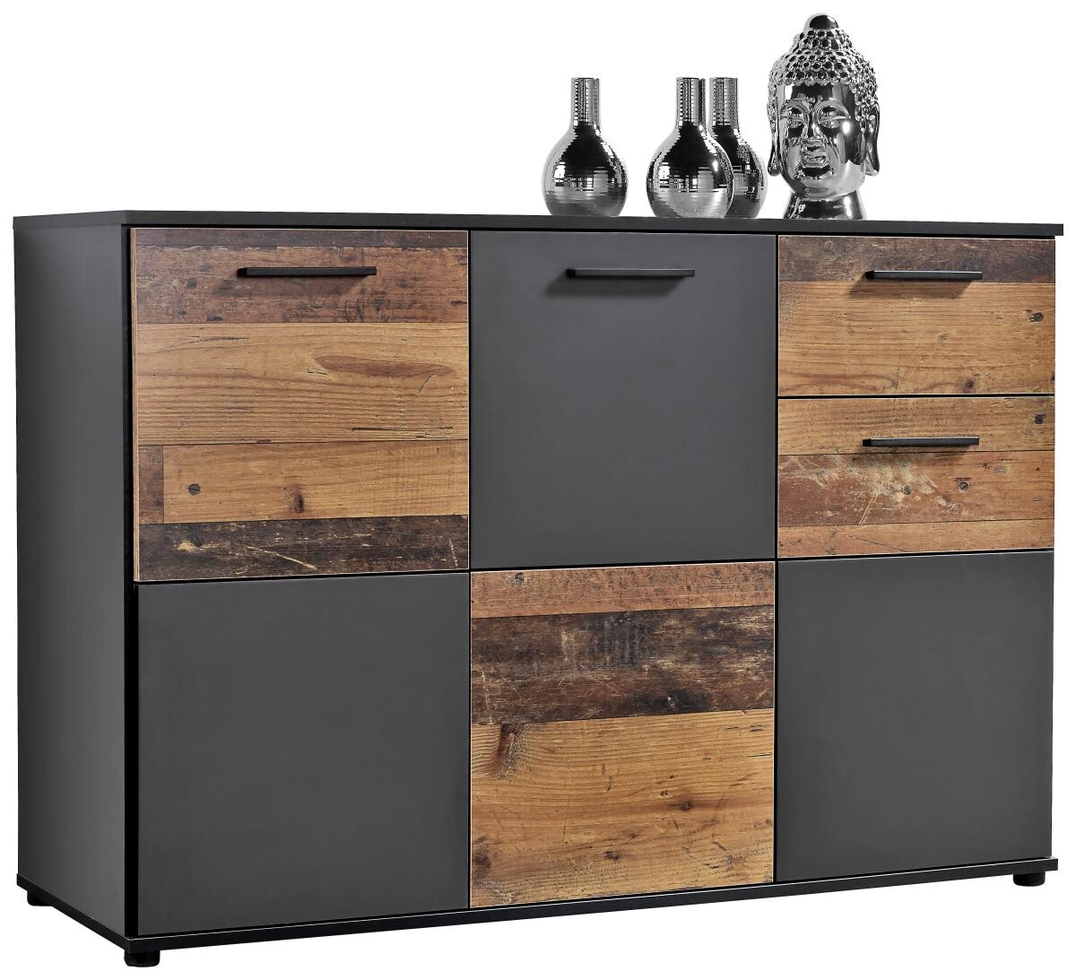 Kommode Zero anthrazit Old Wood Nachbildung B/H/T: ca. 117x82x39 cm