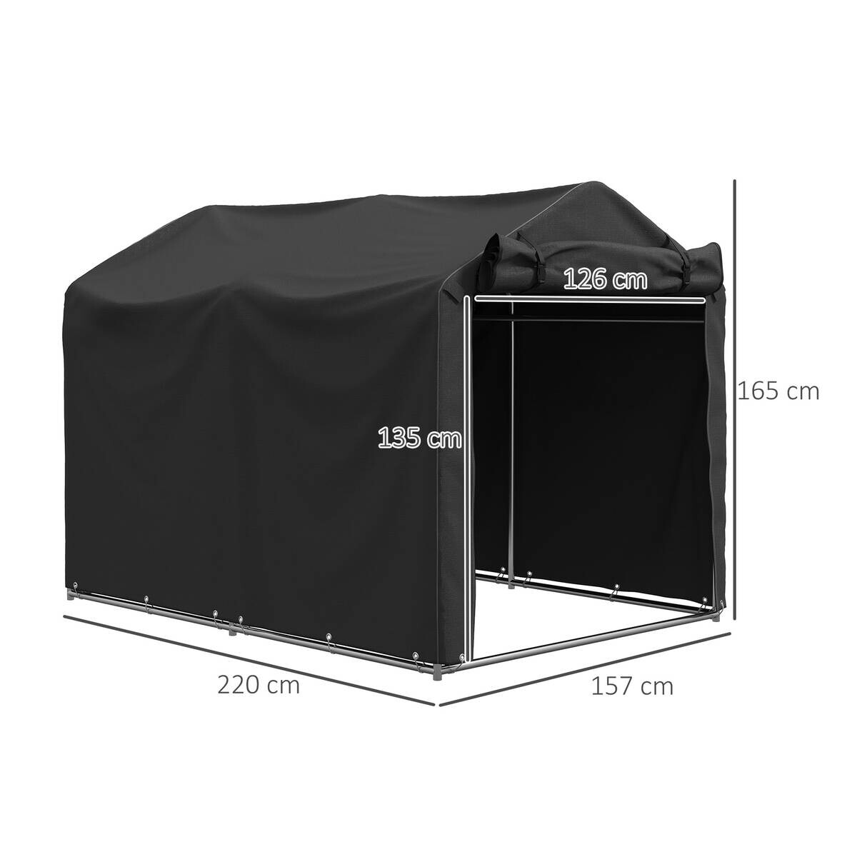 Outsunny Gerätezelt schwarz Polyethylen B/H/L: ca. 157x165x220 cm