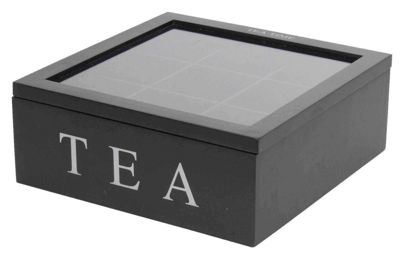 Teebox schwarz MDF B/H/L: ca. 23x9x23 cm