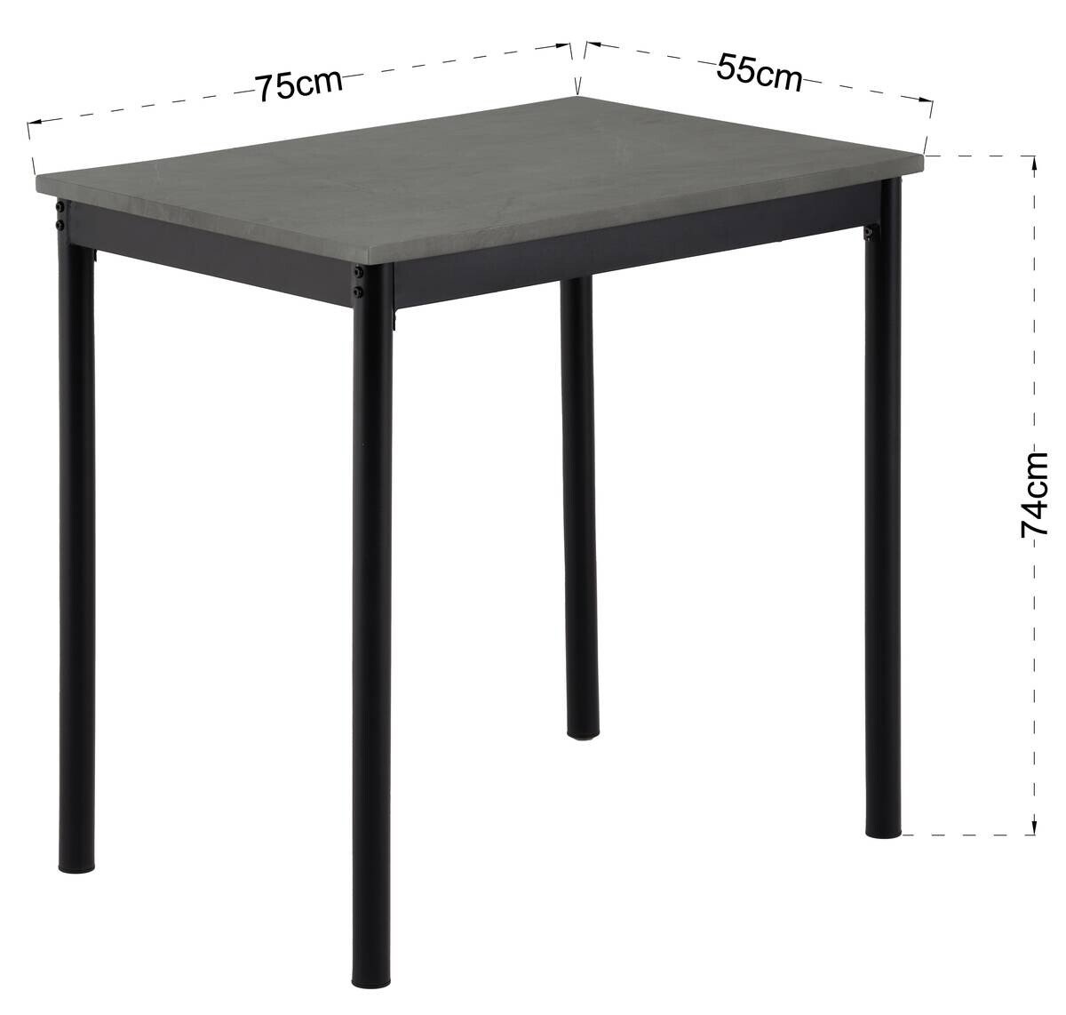 Küchentisch Beton Optik Holzwerkstoff B/H/T: ca. 75x74x55 cm