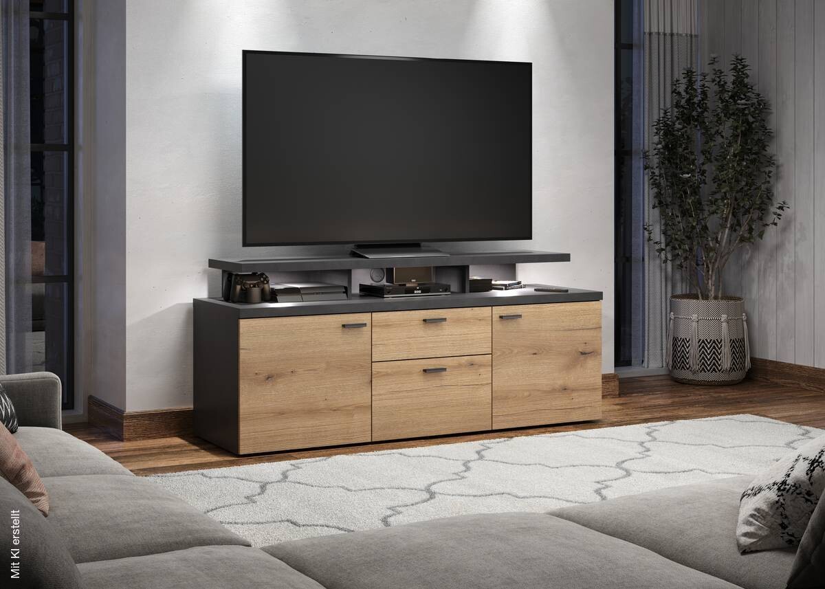 TV-Lowboard Mood Eiche Evoke Coast Nachbildung Matera Nachbildung B/H/T: ca. 151x66x47 cm