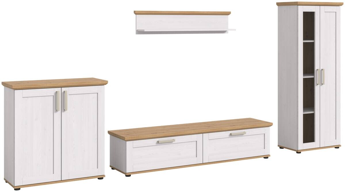 Wohnwand VERONA Lärche Nachbildung Eiche Nachbildung B/H/T: ca. 336x161x40 cm