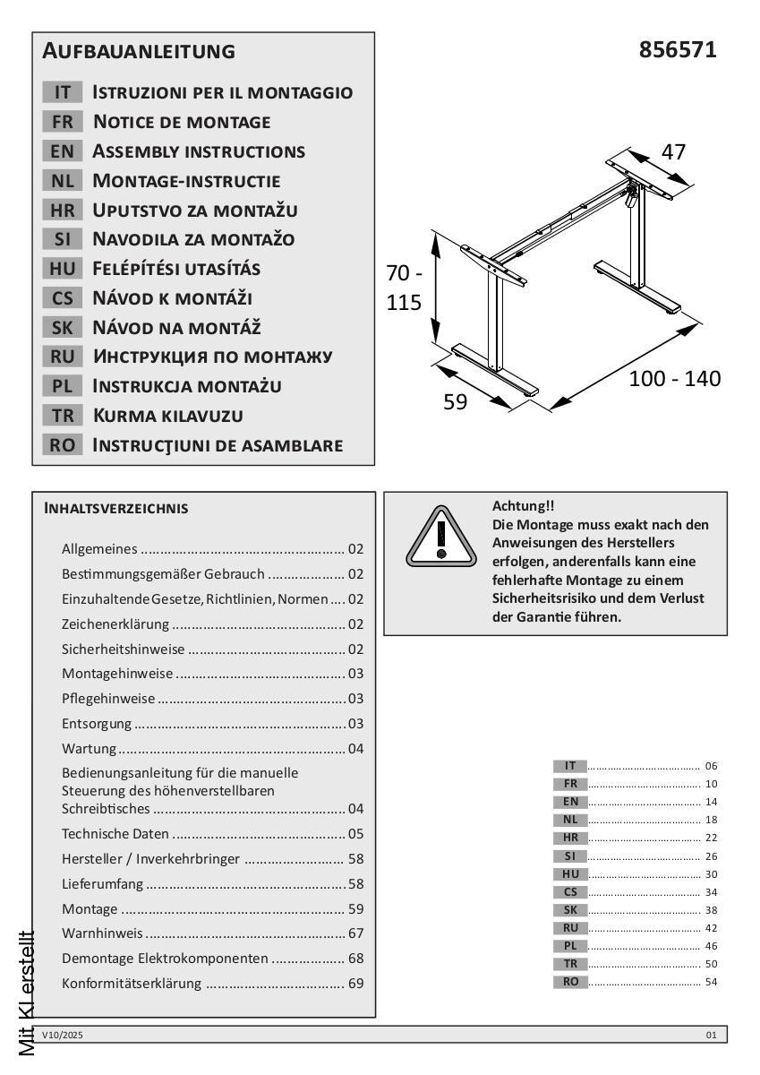 höhenverstellbarer Schreibtisch Serie 2000 Eiche Landhaus Nachbildung B/H/T: ca. 160x73x75 cm